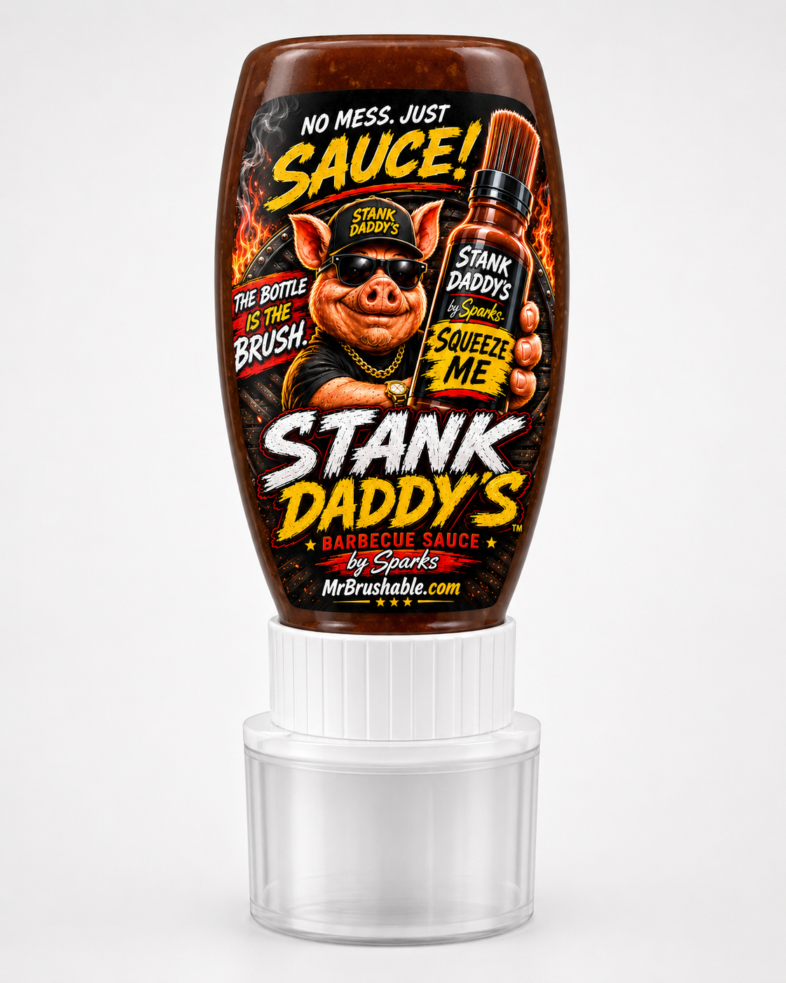 Stank Daddy’s Honey Barbecue Sauce – 10 oz Squeeze Bottle with Built-In Brush