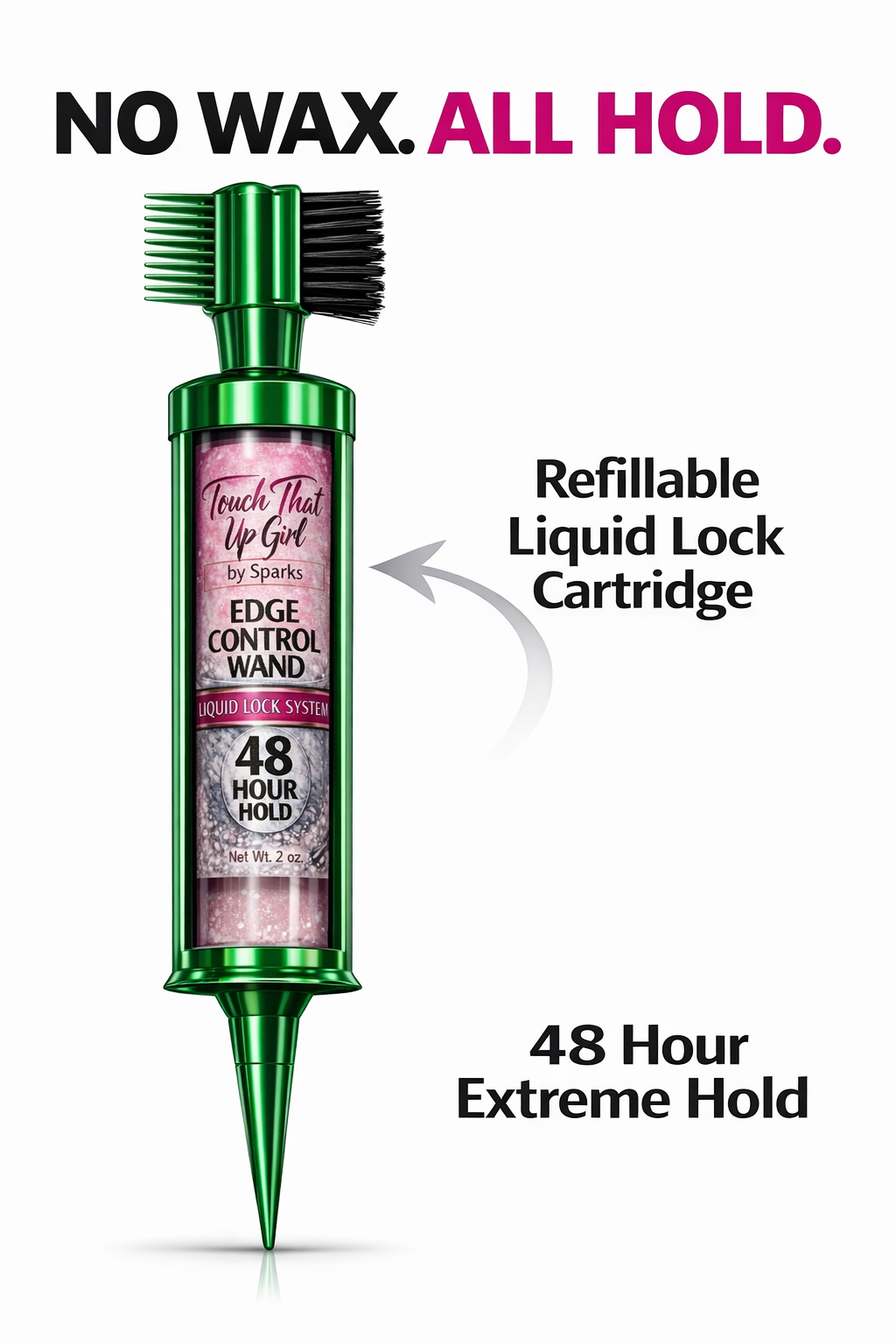 Liquid Edge Control Wand – 48 Hour Hold Edge Control Gel with Brush Applicator | No Wax Formula for Smooth Edges | Touch That Up Girl by Sparks