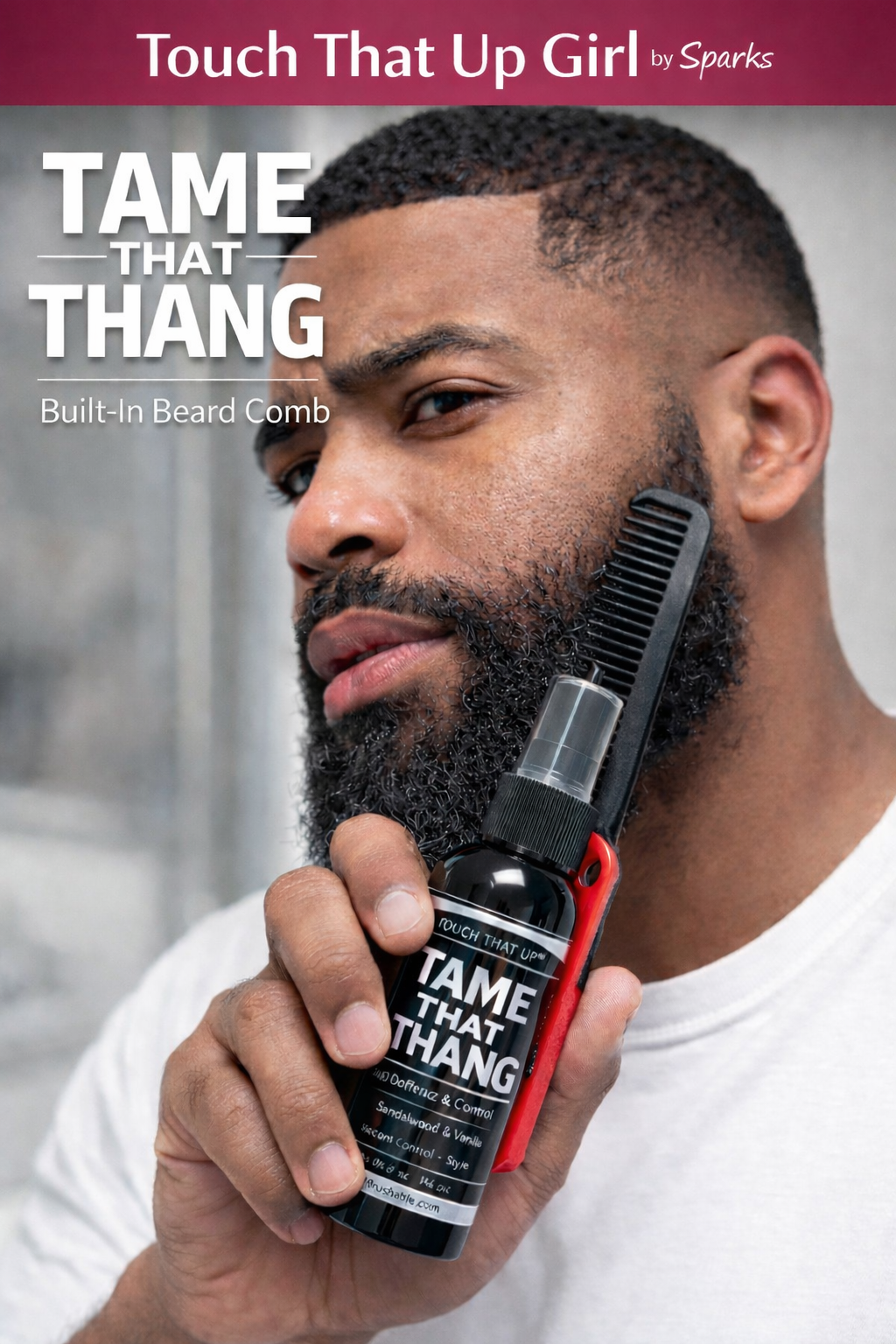 Tame That Thang™ Switch Blade Spray Comb – Sandalwood (Pocket Size)