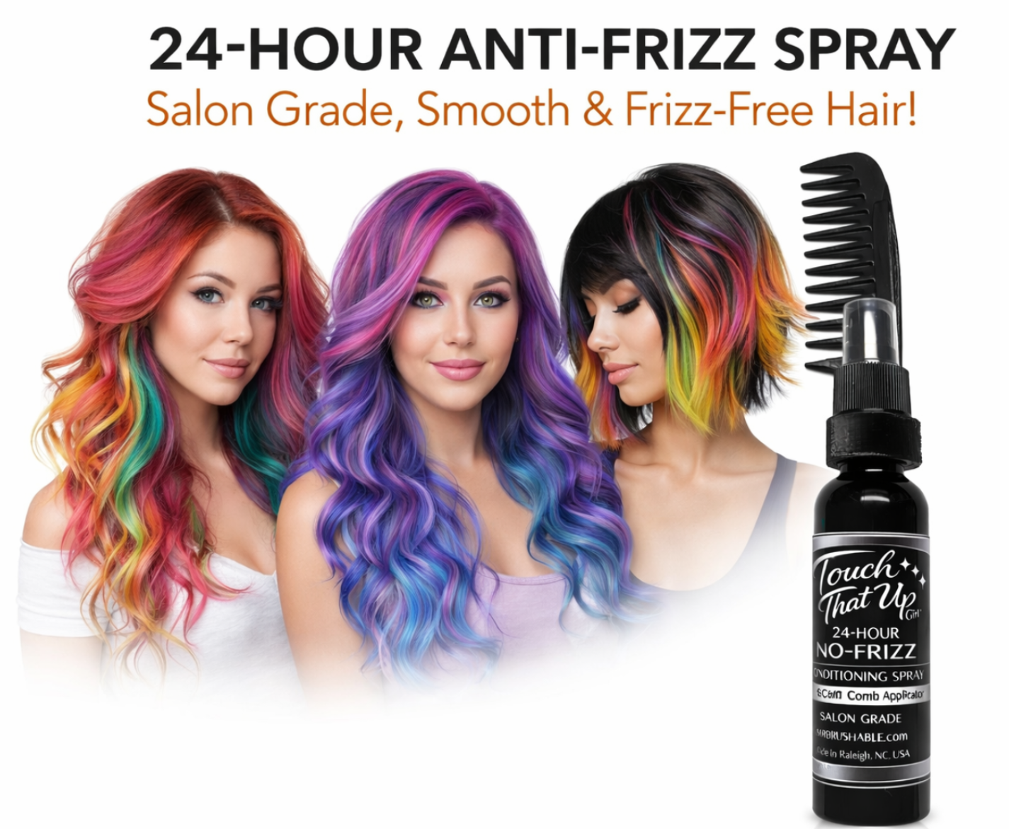 Touch That Up Girl No-Frizz Spray with Comb and Brush Collar System