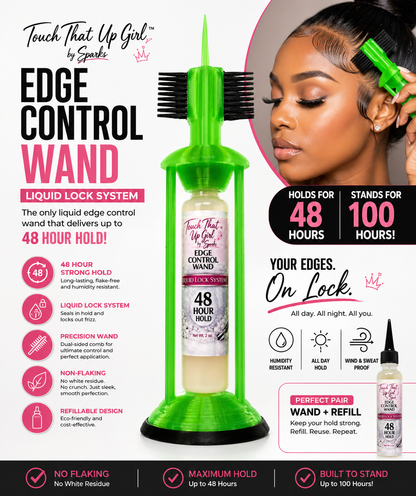 Edge Control Wand – Free-Standing Edge Control Applicator w/Brush/Comb/Pick | Touch That Up Girl by Sparks