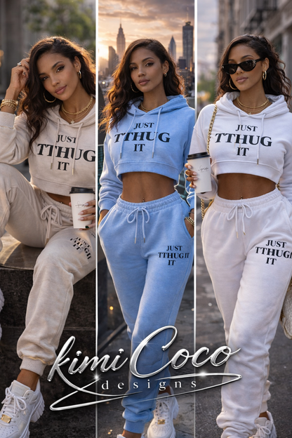 Women’s Cropped Hoodie and Jogger Set – Soft Power Lounge ’26 | Touch That Up Girl