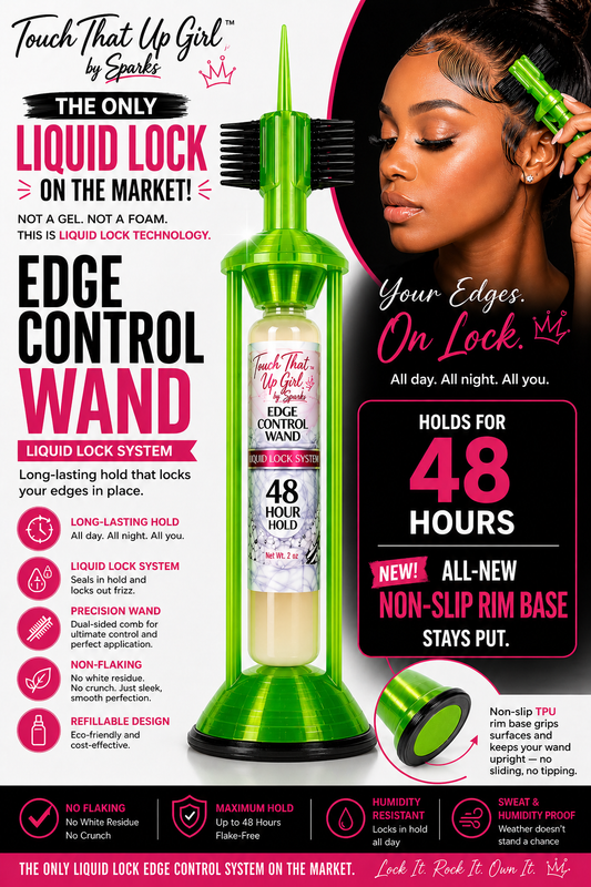 Edge Control Wand – Free-Standing Edge Control Applicator w/Brush/Comb/Pick | Touch That Up Girl by Sparks