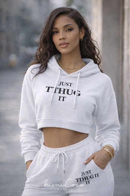 Women’s Cropped Hoodie and Jogger Set – Soft Power Lounge ’26 | Touch That Up Girl