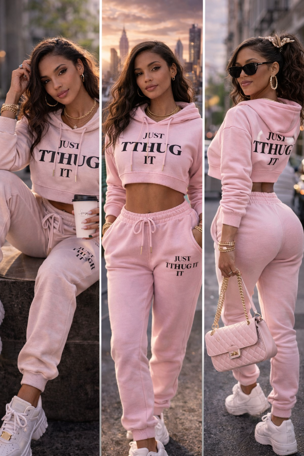 Women’s Cropped Hoodie and Jogger Set – Soft Power Lounge ’26 | Touch That Up Girl