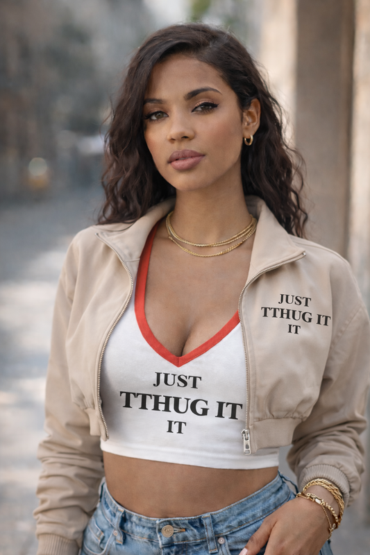 Women’s Cropped Zip Jacket and Tank Set – TTHUG Street Drop ’26 | Touch That Up Girl™