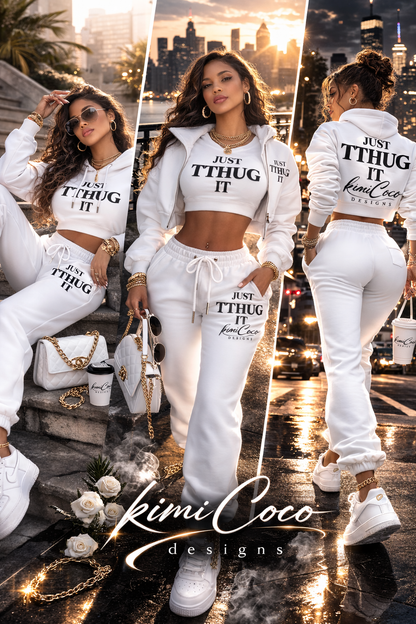 Women’s Cropped Hoodie and Jogger Set – Soft Power Lounge ’26 | Touch That Up Girl