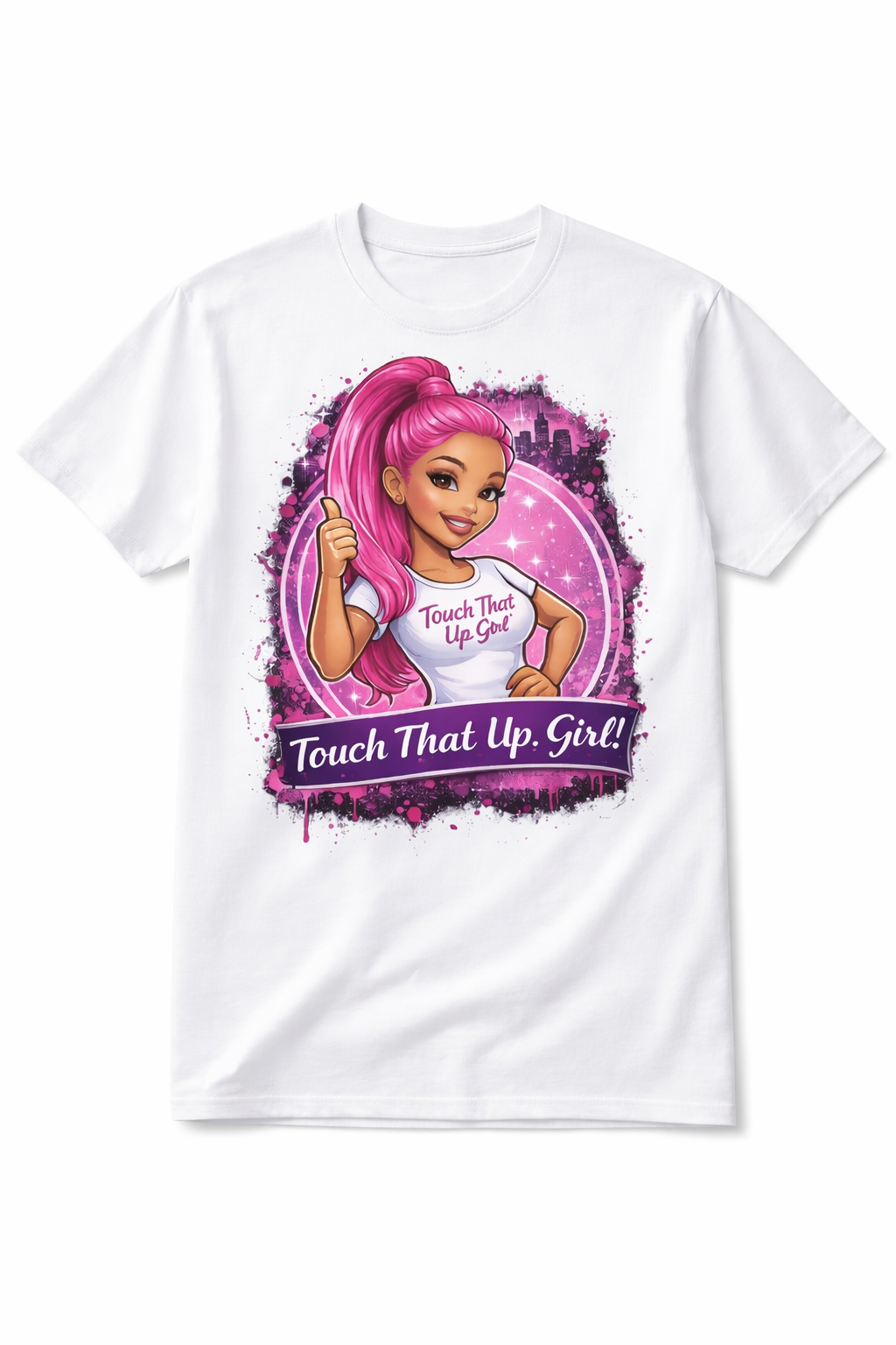 Touch That Up Girl™ Tees – Barbee Pink Graphic Trendy Shirt