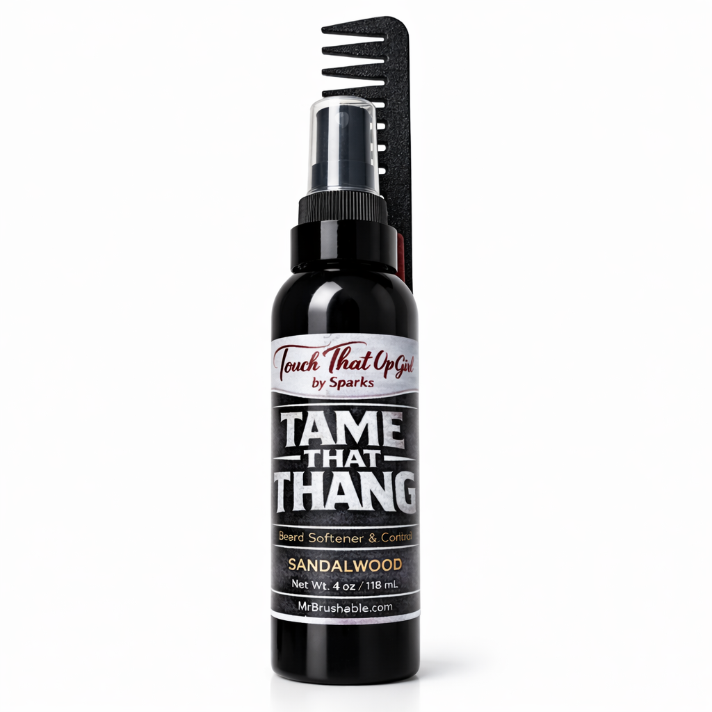 Tame That Thang™ Switch Blade Spray Comb – Sandalwood (Pocket Size)