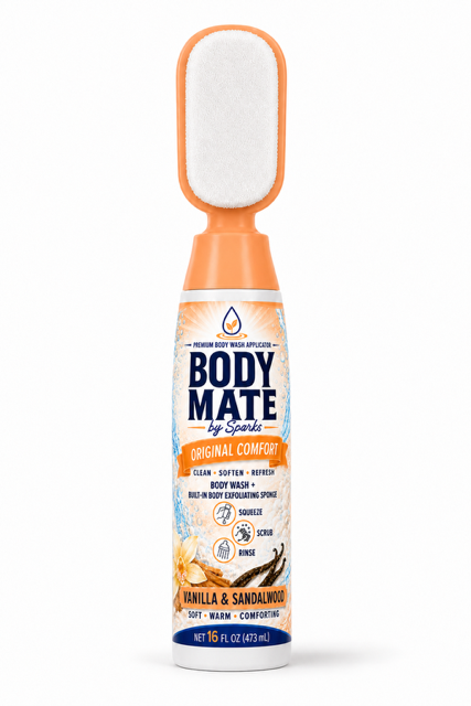 Body Mate™ All-In-One Shower Applicator, Wash and Exfoliating Sponge