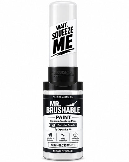 Mr. Brushable semi-gloss white touch-up paint, 6 oz bottle with built-in brush