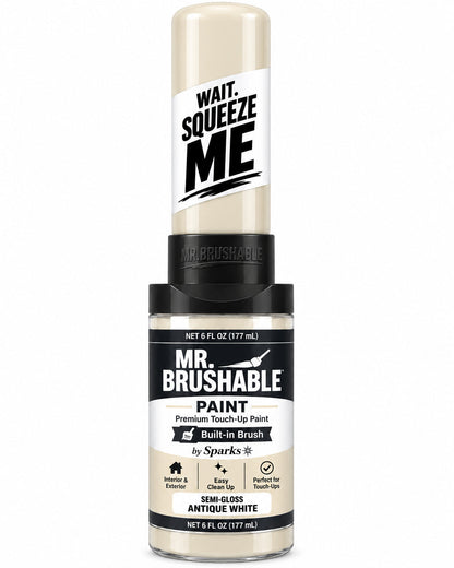 Mr. Brushable semi-gloss antique white touch-up paint with built-in brush