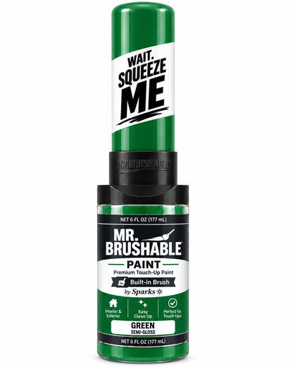 Mr. Brushable semi-gloss green touch-up paint with built-in brush