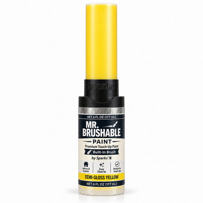 Mr. Brushable semi-gloss yellow touch-up paint with built-in brush