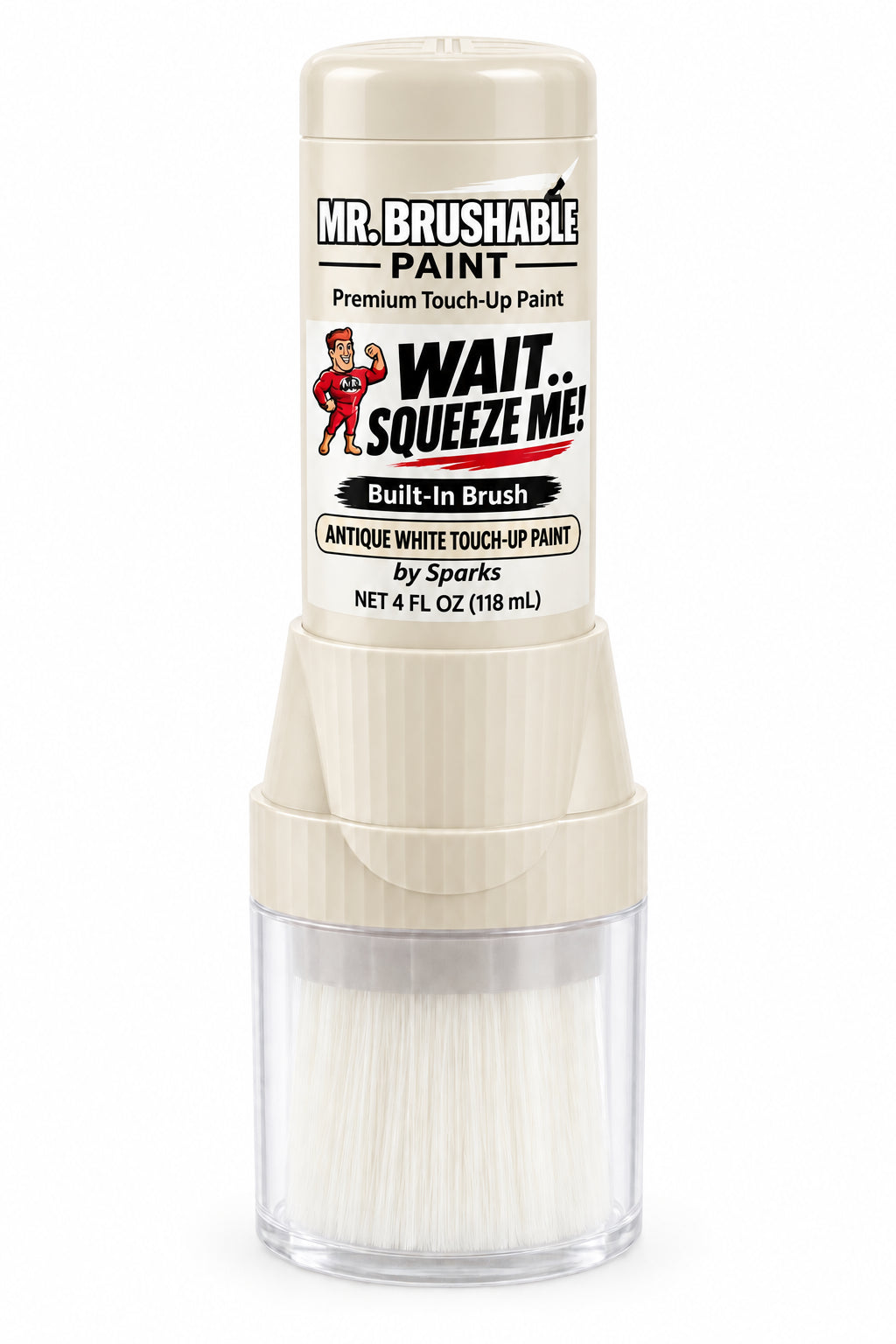 Mr. Brushable antique white touch-up paint, 4 oz bottle with built-in brush