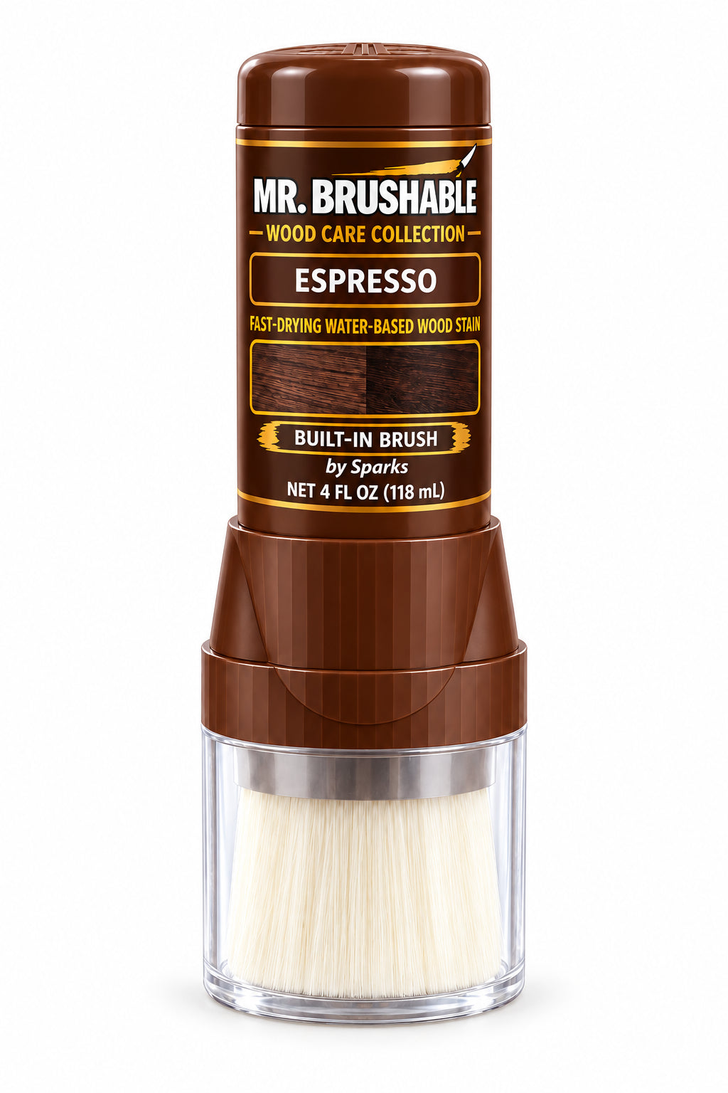 Mr. Brushable Wood Care Collection Espresso wood stain, 4 oz bottle with built-in brush