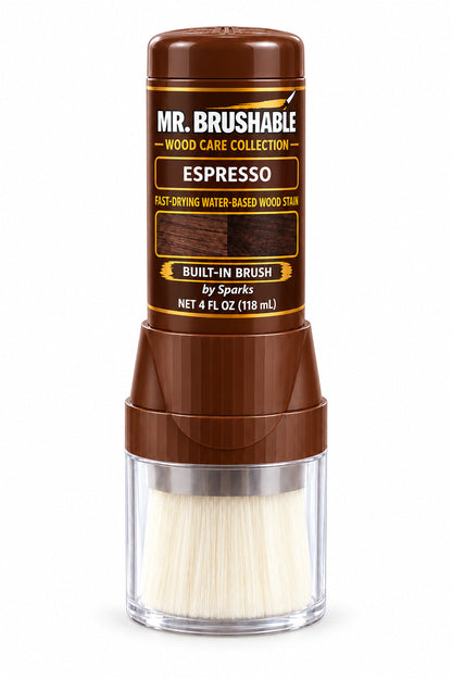 Mr. Brushable Wood Care Collection Espresso wood stain, 4 oz bottle with built-in brush