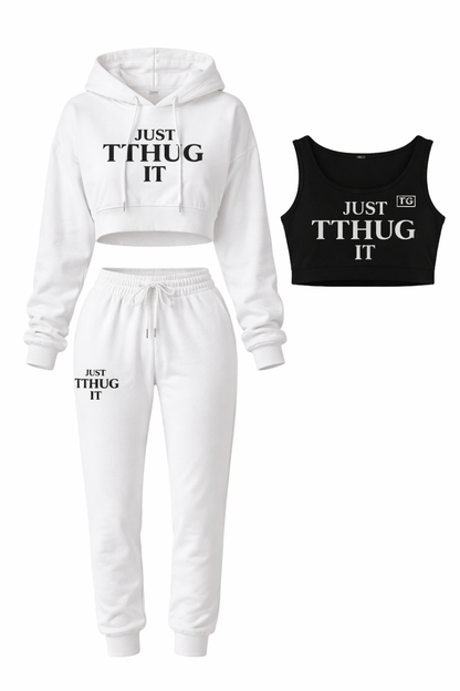 Women’s Cropped Hoodie and Jogger Set – Soft Power Lounge ’26 | Touch That Up Girl