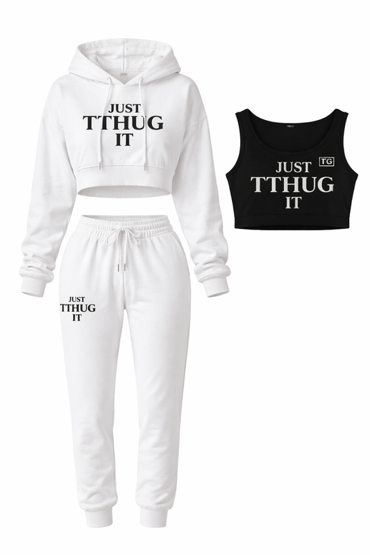 Women’s Cropped Hoodie and Jogger Set – Soft Power Lounge ’26 | Touch That Up Girl